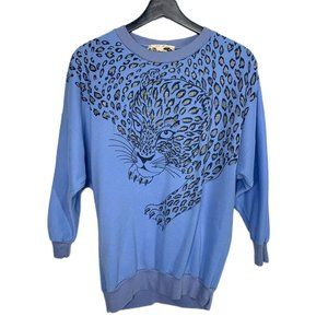 Vintage 90s Glitter Cheetah Graphic Sweatshirt Large
